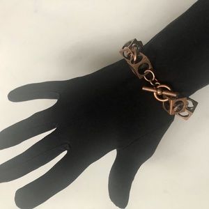 Cube & Circled Copper Chain Bracelet with Toggle